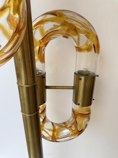 Aldo Nason Brass Chain Floor Lamp Murano Glass by Aldo Nason for Mazzega Italy 1970s