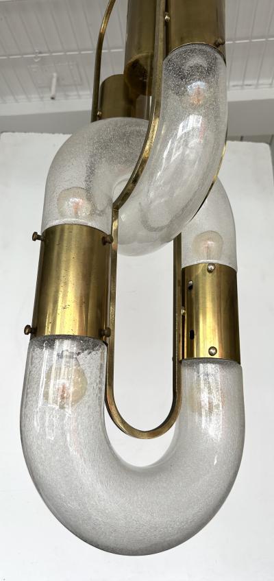 Aldo Nason Brass Chain Pendant Murano Glass by Aldo Nason for Mazzega Italy 1970s