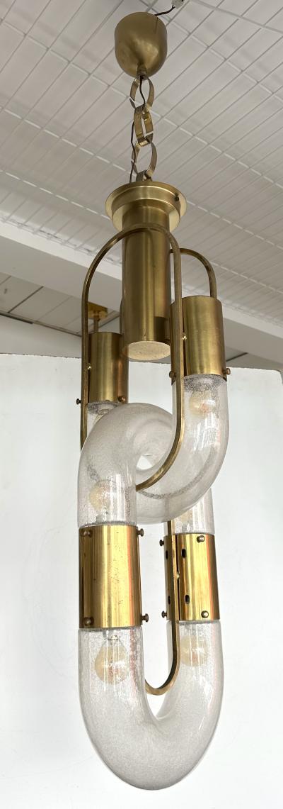 Aldo Nason Brass Chain Pendant Murano Glass by Aldo Nason for Mazzega Italy 1970s