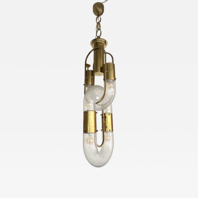 Aldo Nason Brass Chain Pendant Murano Glass by Aldo Nason for Mazzega Italy 1970s