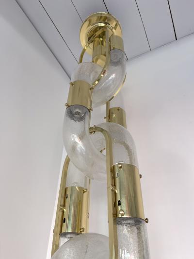 Aldo Nason Brass Chandelier Chain Murano Glass by Aldo Nason for Mazzega Italy 1970s