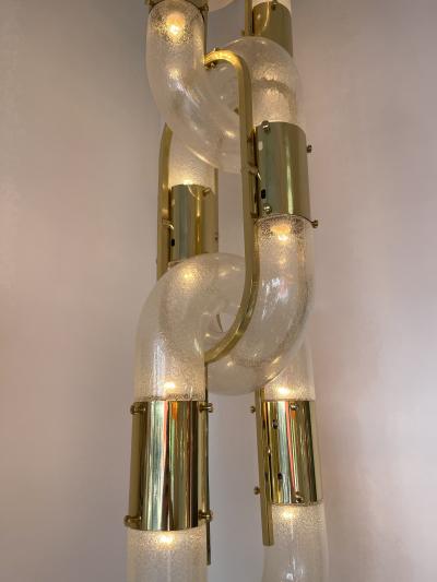 Aldo Nason Brass Chandelier Chain Murano Glass by Aldo Nason for Mazzega Italy 1970s