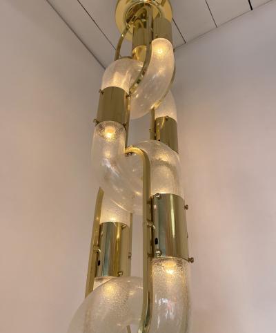 Aldo Nason Brass Chandelier Chain Murano Glass by Aldo Nason for Mazzega Italy 1970s