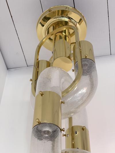 Aldo Nason Brass Chandelier Chain Murano Glass by Aldo Nason for Mazzega Italy 1970s