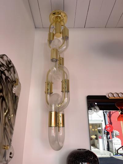 Aldo Nason Brass Chandelier Chain Murano Glass by Aldo Nason for Mazzega Italy 1970s