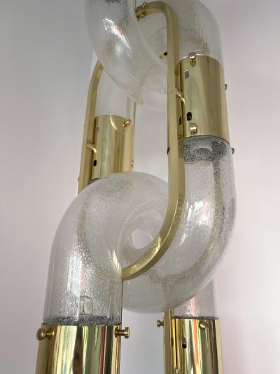 Aldo Nason Brass Chandelier Chain Murano Glass by Aldo Nason for Mazzega Italy 1970s