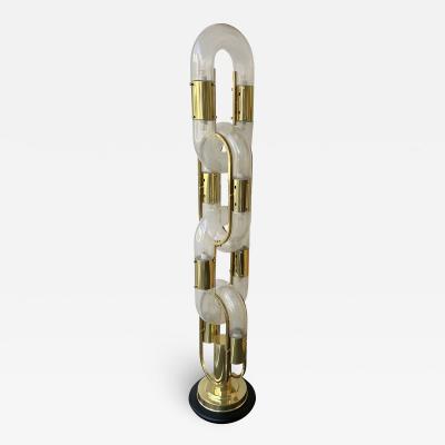 Aldo Nason Brass Floor Lamp Chain Murano Glass by Aldo Nason for Mazzega Italy 1970s