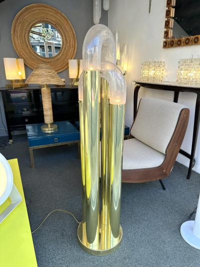 Aldo Nason Brass Floor Lamp Murano Glass by Aldo Nason for Mazzega Italy 1970s