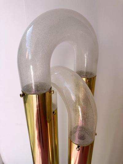 Aldo Nason Brass Floor Lamp Murano Glass by Aldo Nason for Mazzega Italy 1970s