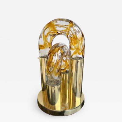 Aldo Nason Brass and Murano Glass Lamp by Aldo Nason for Mazzega Italy 1970s