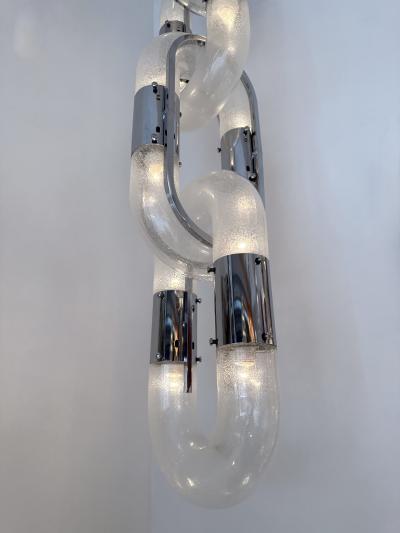 Aldo Nason Chain Chandelier Murano Glass Metal by Aldo Nason for Mazzega Italy 1970s