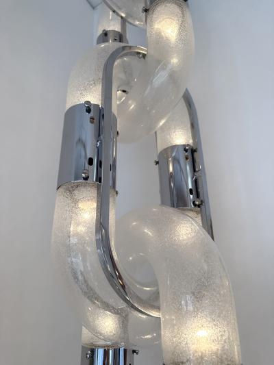 Aldo Nason Chain Chandelier Murano Glass Metal by Aldo Nason for Mazzega Italy 1970s