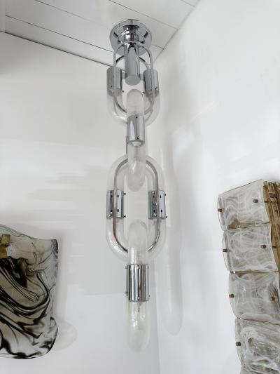 Aldo Nason Chain Chandelier Murano Glass Metal by Aldo Nason for Mazzega Italy 1970s