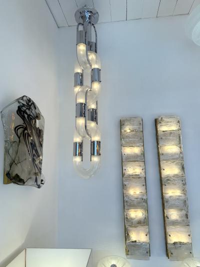 Aldo Nason Chain Chandelier Murano Glass Metal by Aldo Nason for Mazzega Italy 1970s