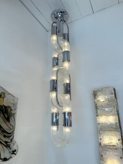 Aldo Nason Chain Chandelier Murano Glass Metal by Aldo Nason for Mazzega Italy 1970s