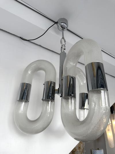 Aldo Nason Chandelier Murano Glass and Metal by Aldo Nason for Mazzega Italy 1970s