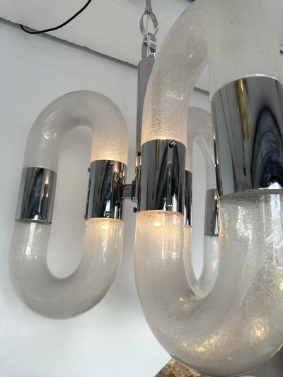 Aldo Nason Chandelier Murano Glass and Metal by Aldo Nason for Mazzega Italy 1970s