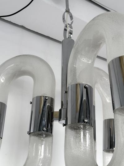 Aldo Nason Chandelier Murano Glass and Metal by Aldo Nason for Mazzega Italy 1970s