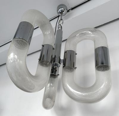 Aldo Nason Chandelier Murano Glass and Metal by Aldo Nason for Mazzega Italy 1970s