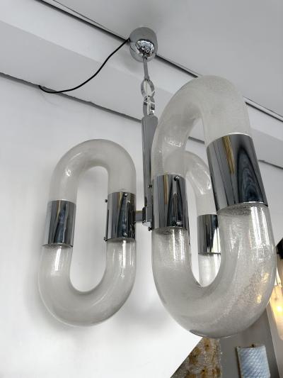 Aldo Nason Chandelier Murano Glass and Metal by Aldo Nason for Mazzega Italy 1970s