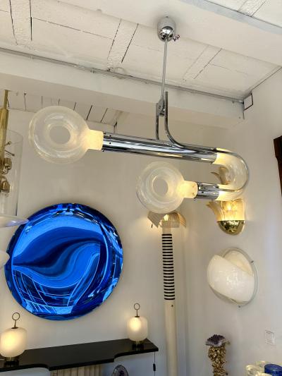 Aldo Nason Chandelier Murano Glass and Metal by Aldo Nason for Mazzega Italy 1970s