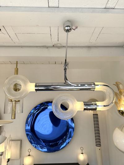 Aldo Nason Chandelier Murano Glass and Metal by Aldo Nason for Mazzega Italy 1970s