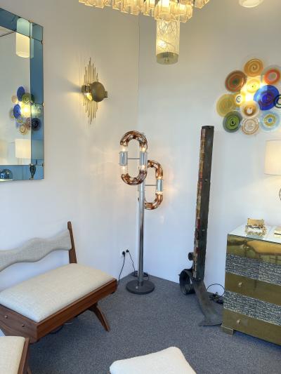 Aldo Nason Floor Lamp Metal Chrome Murano Glass by Aldo Nason for Mazzega Italy 1970s