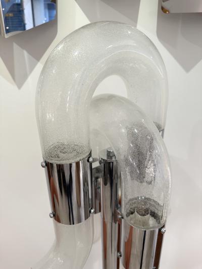 Aldo Nason Floor Lamp Metal Chrome Murano Glass by Aldo Nason for Mazzega Italy 1970s