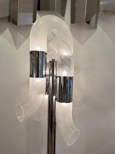 Aldo Nason Floor Lamp Metal Chrome Murano Glass by Aldo Nason for Mazzega Italy 1970s