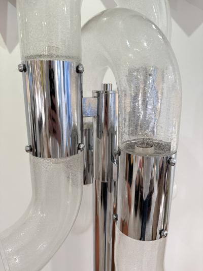 Aldo Nason Floor Lamp Metal Chrome Murano Glass by Aldo Nason for Mazzega Italy 1970s