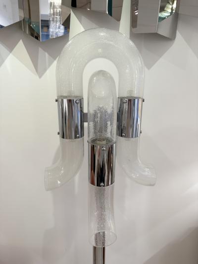 Aldo Nason Floor Lamp Metal Chrome Murano Glass by Aldo Nason for Mazzega Italy 1970s
