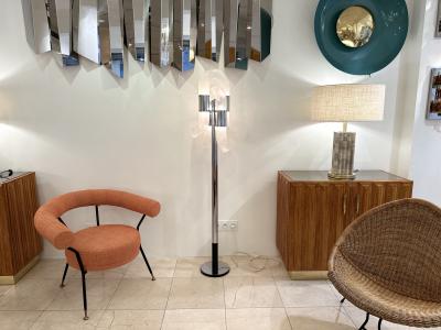 Aldo Nason Floor Lamp Metal Chrome Murano Glass by Aldo Nason for Mazzega Italy 1970s