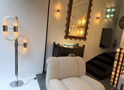 Aldo Nason Metal Chain Floor Lamp Murano Glass by Aldo Nason for Mazzega Italy 1970s