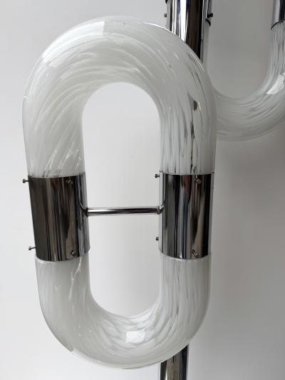 Aldo Nason Metal Chain Floor Lamp Murano Glass by Aldo Nason for Mazzega Italy 1970s