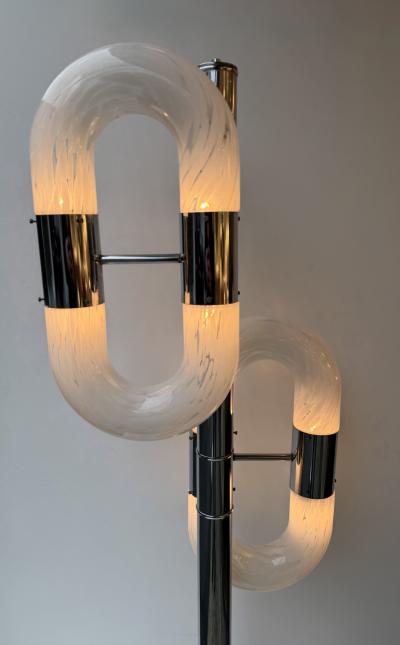 Aldo Nason Metal Chain Floor Lamp Murano Glass by Aldo Nason for Mazzega Italy 1970s
