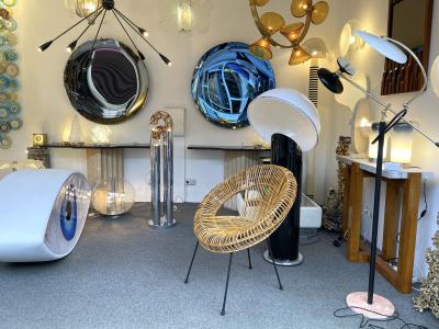 Aldo Nason Mid Century Modern Ring Floor Lamp Murano Glass Metal by Mazzega Italy 1970s