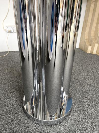 Aldo Nason Mid Century Modern Ring Floor Lamp Murano Glass Metal by Mazzega Italy 1970s