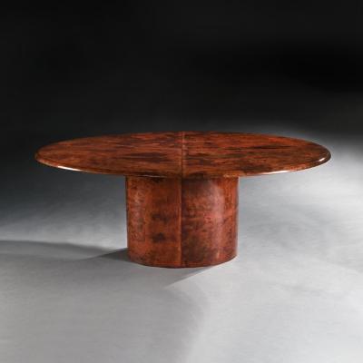 Aldo Tura ALDO TURA LACQUERED GOATSKIN OVAL DINING TABLE ITALIAN MID 20TH CENTURY