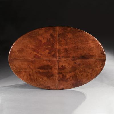 Aldo Tura ALDO TURA LACQUERED GOATSKIN OVAL DINING TABLE ITALIAN MID 20TH CENTURY