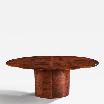 Aldo Tura ALDO TURA LACQUERED GOATSKIN OVAL DINING TABLE ITALIAN MID 20TH CENTURY