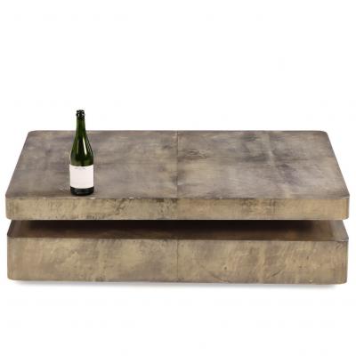Aldo Tura Aldo Tura Attributed Goat Skin Sliding Top Coffee Table c 1970