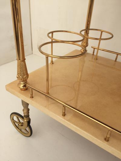 Aldo Tura Aldo Tura Drop Leaf Bar Cart in Cream Parchment