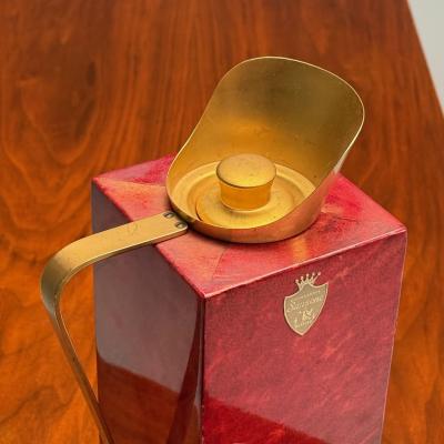 Aldo Tura Aldo Tura Italian Mid Century Modern Carafe Brass Red Lacquered Goatskin