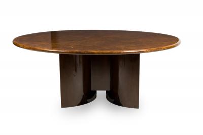 Aldo Tura Aldo Tura Modern Monumental Goatskin and Dark Walnut Dining Center Table