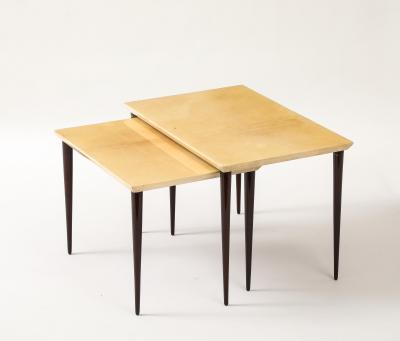Aldo Tura Aldo Tura Nesting Tables Resting on Four Tapered Mahogany Legs Italy 1960