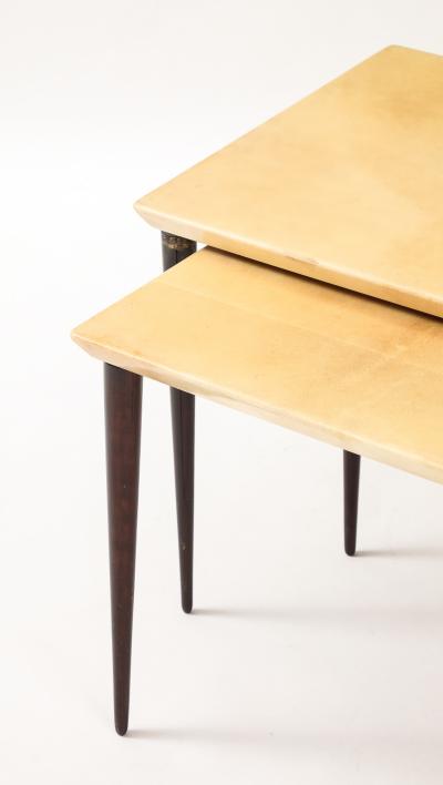 Aldo Tura Aldo Tura Nesting Tables Resting on Four Tapered Mahogany Legs Italy 1960