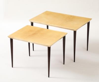 Aldo Tura Aldo Tura Nesting Tables Resting on Four Tapered Mahogany Legs Italy 1960