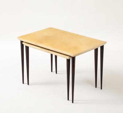 Aldo Tura Aldo Tura Nesting Tables Resting on Four Tapered Mahogany Legs Italy 1960