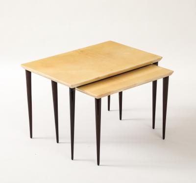 Aldo Tura Aldo Tura Nesting Tables Resting on Four Tapered Mahogany Legs Italy 1960