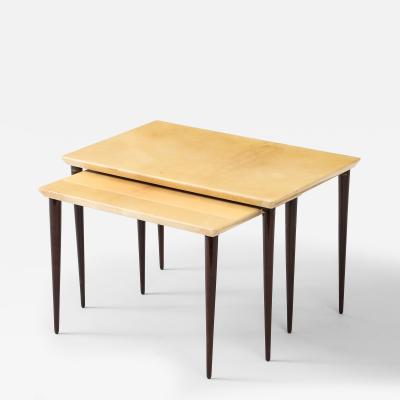 Aldo Tura Aldo Tura Nesting Tables Resting on Four Tapered Mahogany Legs Italy 1960